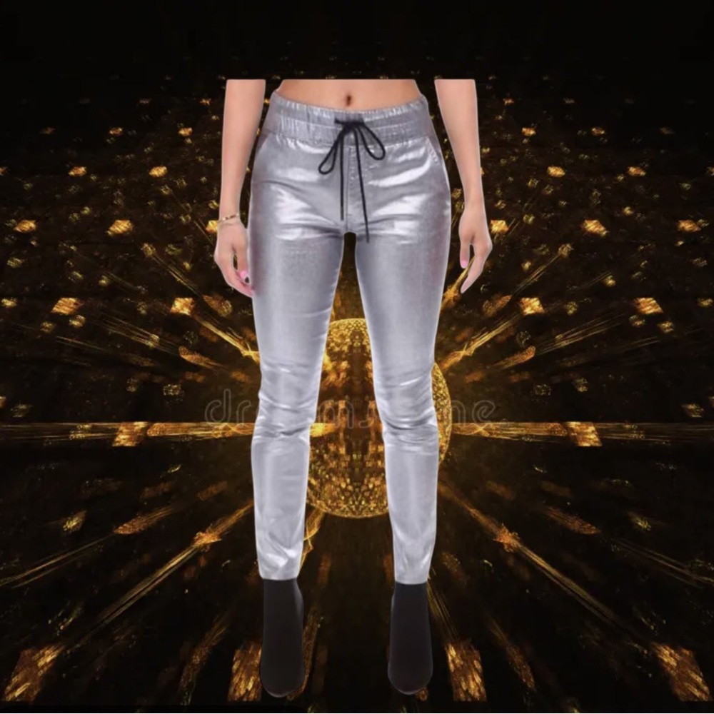 Juicy Couture Silver Track Pants with Metallic Finish NWT Size 2